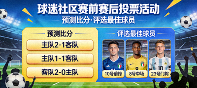 球迷社区赛前赛后投票活动 - 预测比分与评选最佳球员